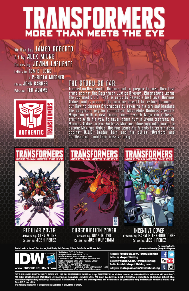 IDW Comics Preview - The Transformers: More Than Meets The